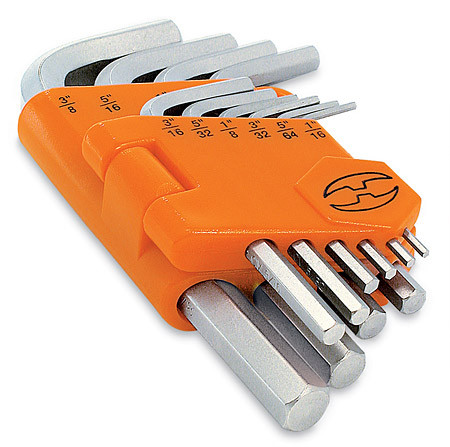 Truper 10-Pc Short Arm Hex Key Wrench Sets Folding Plastic Holder, Standard Hex