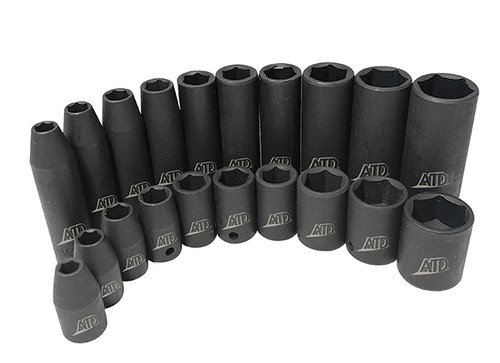 ATD Tools 20-Pc. 1/4" Drive 6 Point SAE Standard & Deep Impact Socket Set