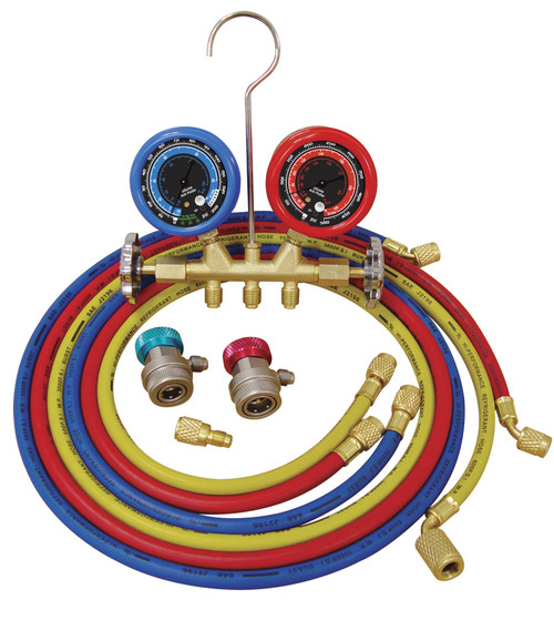 ATD Tools R12/R134a Deluxe Dual Brass A/C Manifold Gauge Set