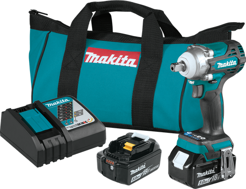 18V LXT™ Lithium-Ion Brushless Cordless 4-Speed 1/2" Sq. Drive Impact Wrench Kit w/ Detent Anvil (5.0Ah), XWT15T