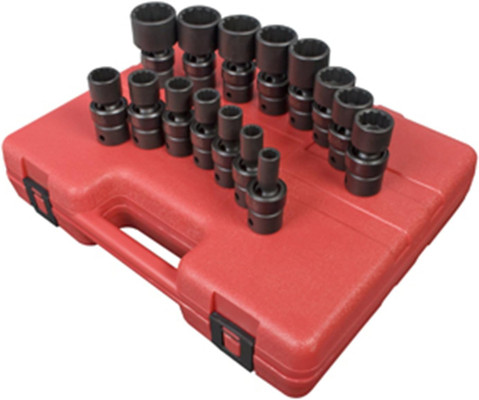Sunex 1/2" Dr. 12 Pt. SAE Universal Impact Socket Set, 15 Pc (2856)