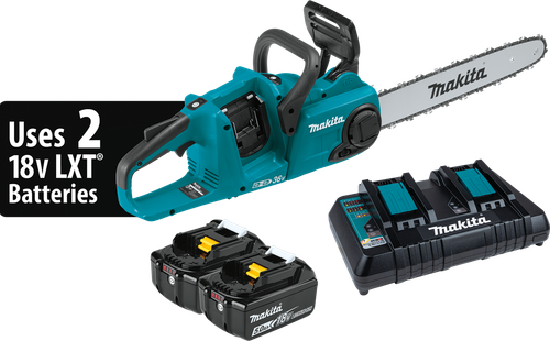 36V (18V X2) LXT™ Brushless 16" Chain Saw Kit (5.0Ah), Makita-built outer rotor, XCU04PT