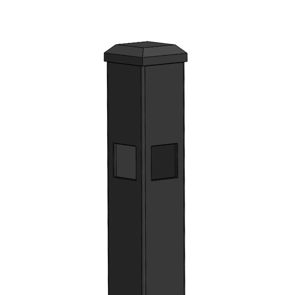 2" x 72'' Residential Corner Post Doggie Picket Flat Head (Black)