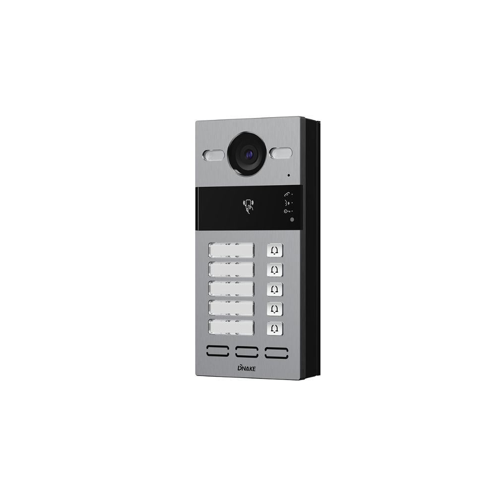 DNAKE S213M-5 Smart Intercom System with 5 Name Plate Call Buttons, Weatherproof, Cloud-Based, PoE or 12V, Flush Mount with 5 App License