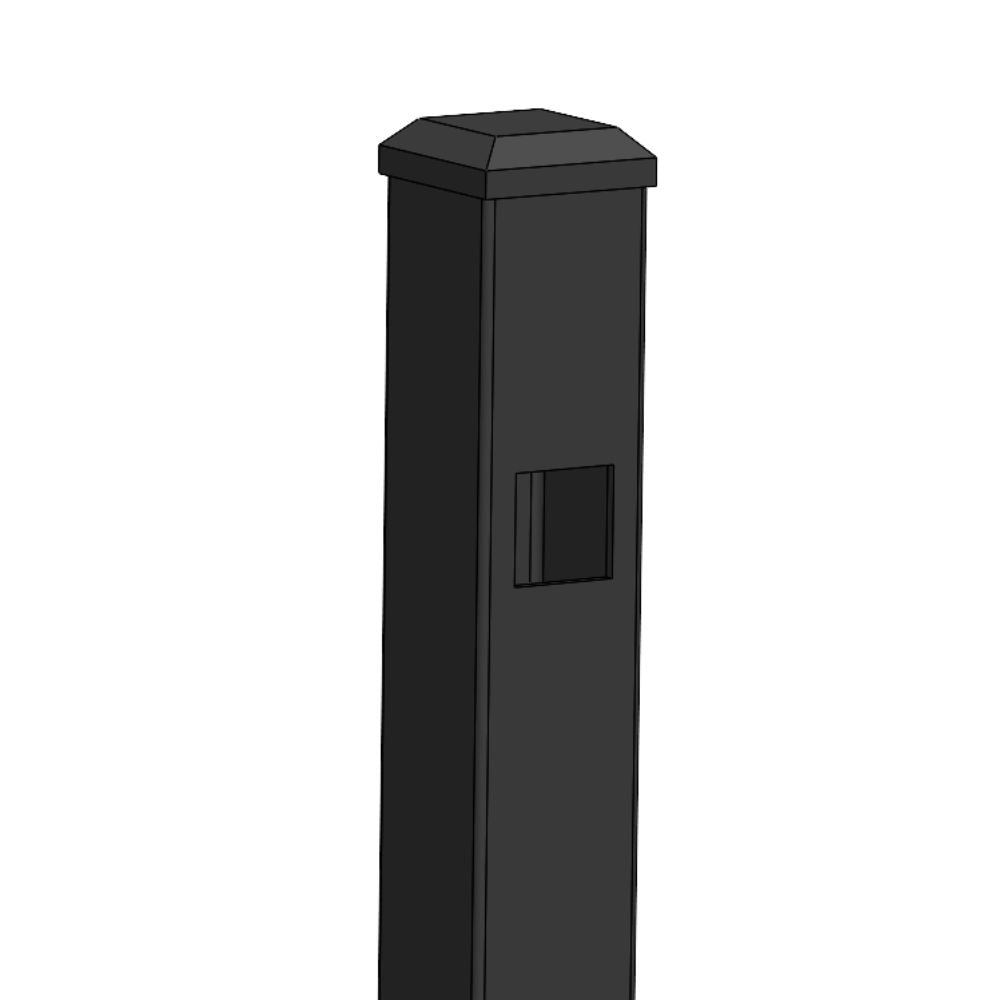 2" x 72'' Residential Gate Post Doggie Picket Flat Head (Black)