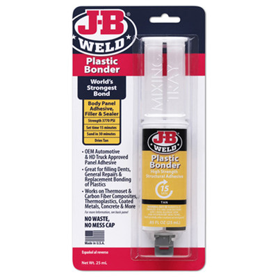 JB Weld Plastic Bonder Syringe, 25 ml Quick-Set Adhesive (50133)