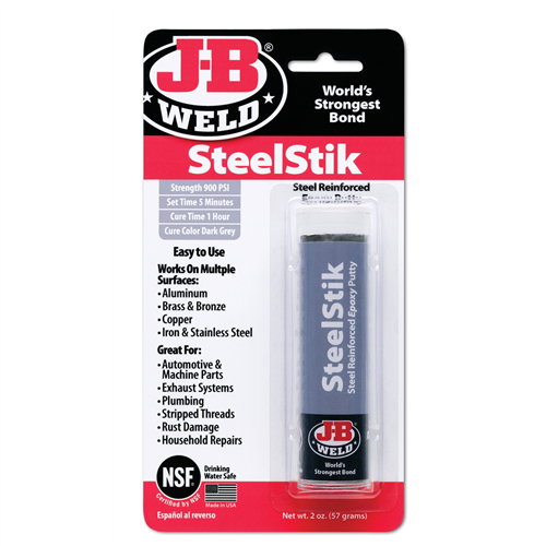 J B Weld 8267-S SteelStIk Reinforced Epoxy Putty Stick - 2 oz.