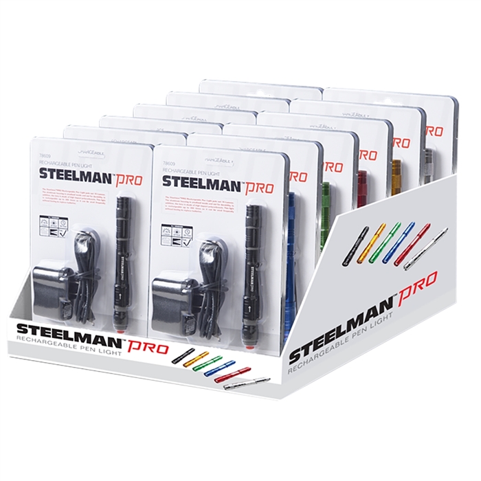 J S Products (steelman) 78739 Rechargeable Penlights 12-pack With POP Display