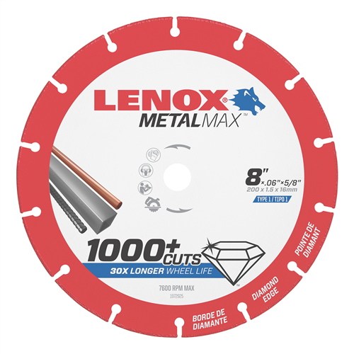 IRWIN 1972925 LENOX Metal Max Circular Saw Diamond Cutoff Wheel 8 in. x 5/8 in.