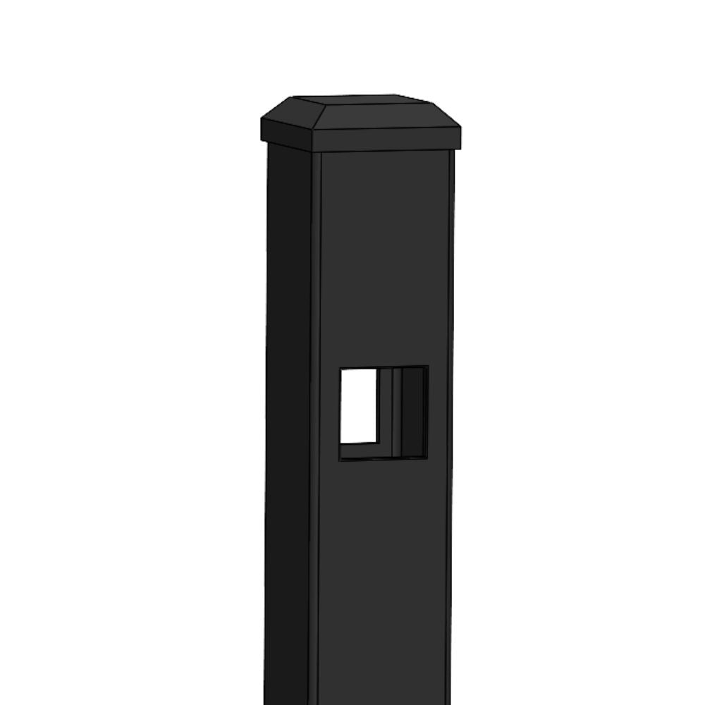 2" x 72'' Residential Line Post Double Picket Spear Head (Black)