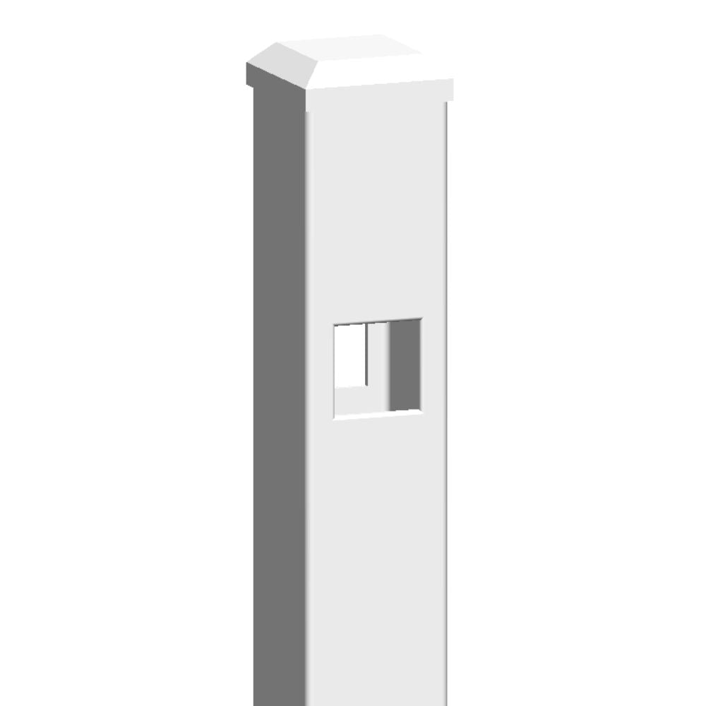 2" x 72'' Residential Line Post Full Double Picket Spear Head (White)