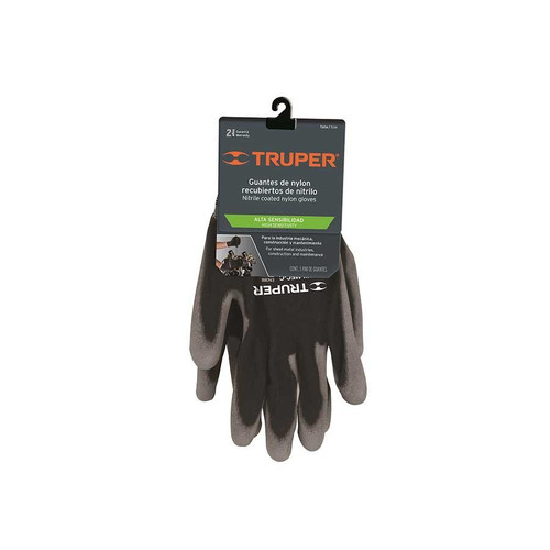 Truper Nitrile Coated Nylon Gloves High Sensitivity, Nitrile/nylon Gloves Large