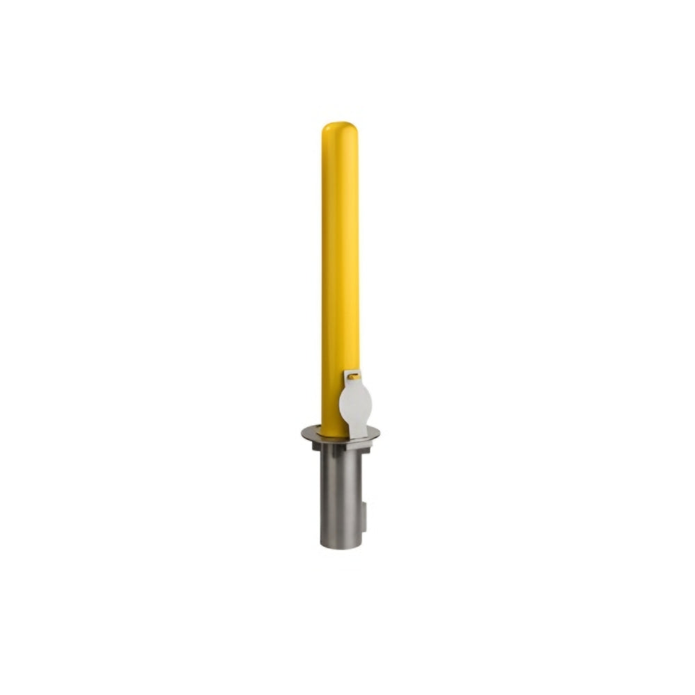 Post Guard 6" Yellow Coated Removable Bollard with Embedment Sleeve | POS-RMB636Y-EMB6x12
