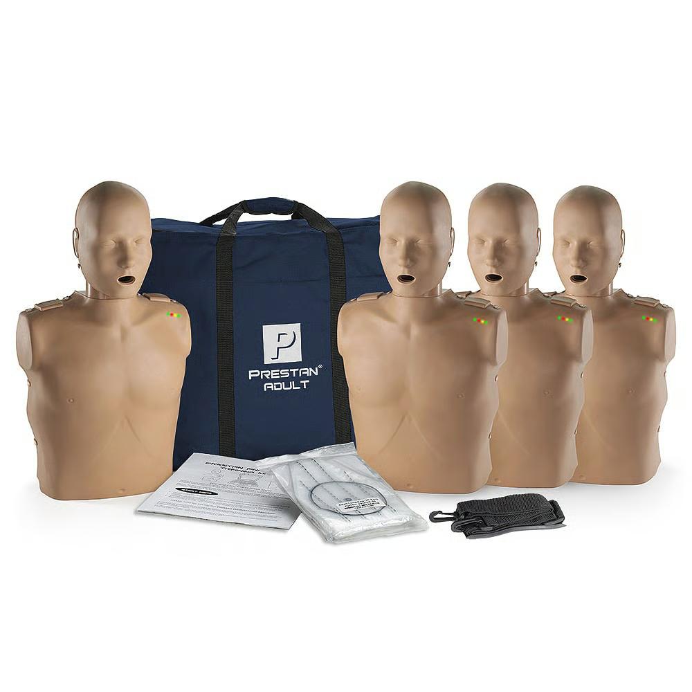 Prestan Professional Adult CPR Training Manikin with Monitor, Dark Skin Tone - Pack of 4 | CPR-PP-AM-400M-DS