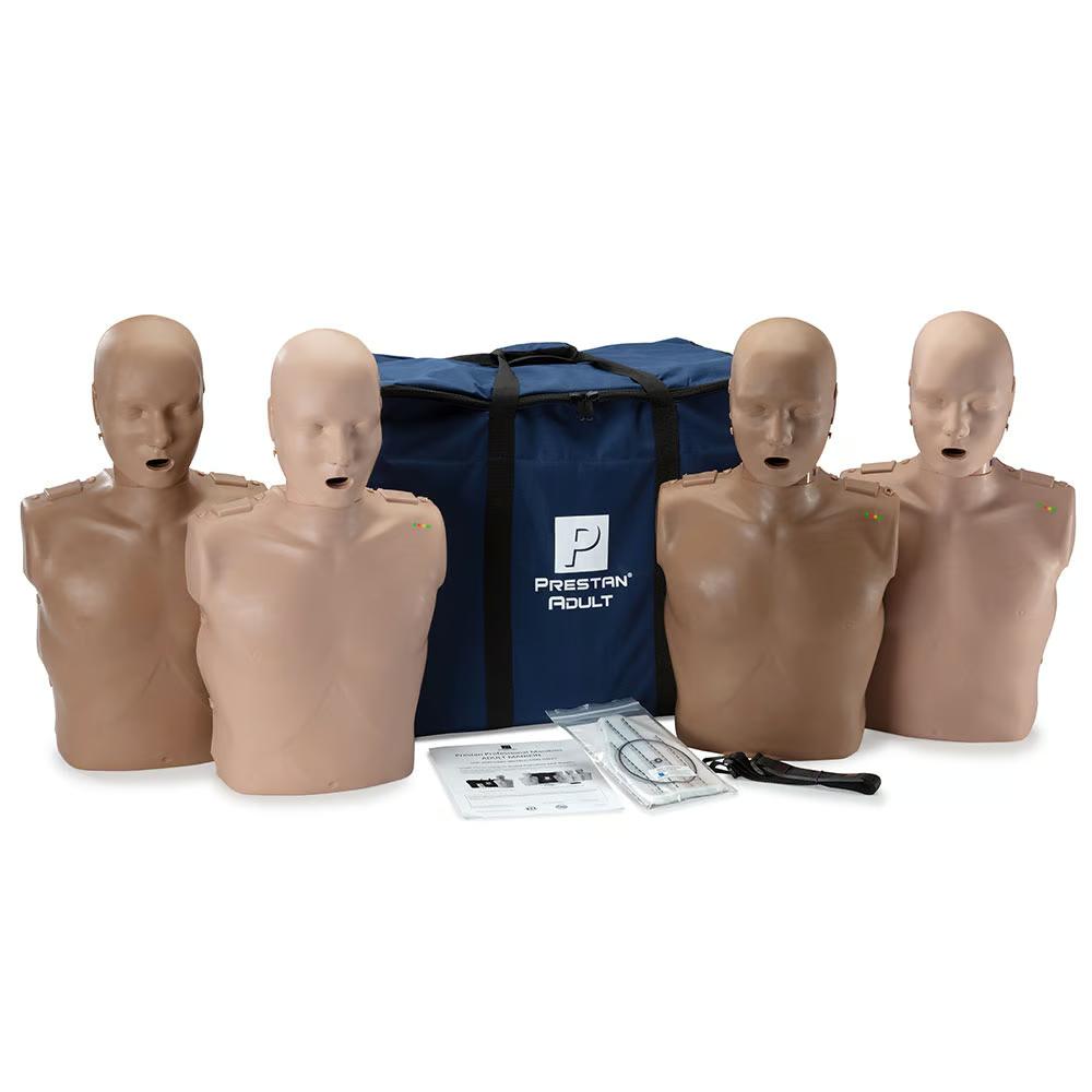 Prestan Professional Adult CPR Training Manikin with Monitor, 2 Dark, 2 Medium Skin Tone - Pack of 4 | CPR-PP-AM-400M-MSDS