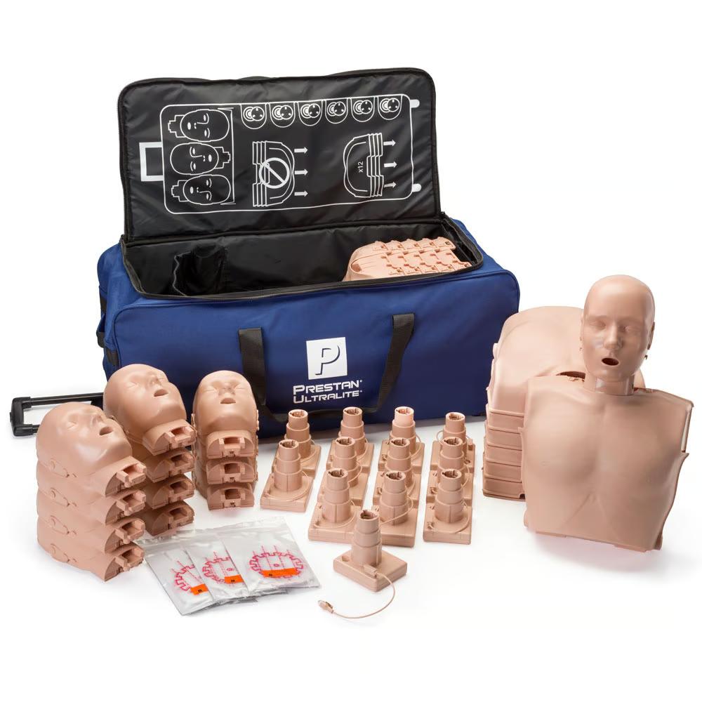Prestan Professional Adult Ultralite CPR Training Manikin with CPR Feedback, Medium Skin Tone - Pack of 12 | CPR-PP-ULM-1200M-MS
