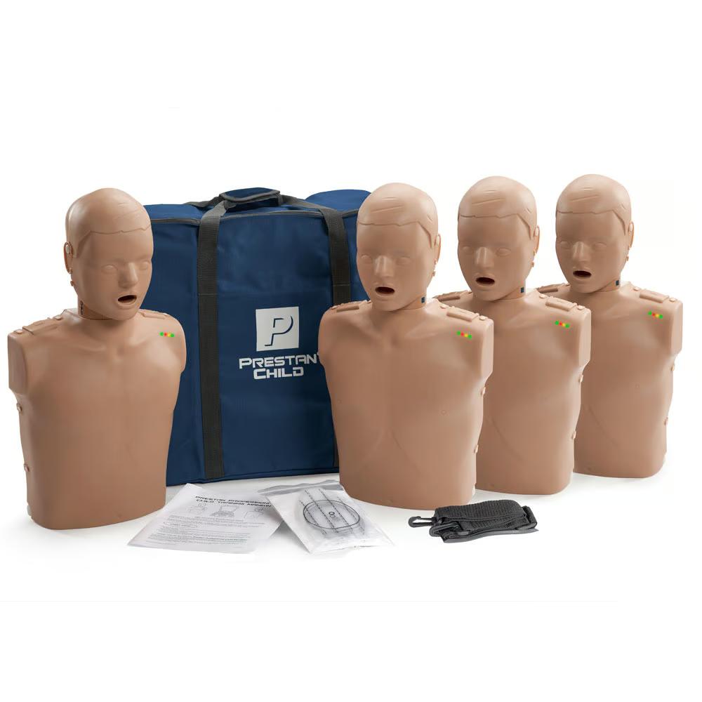 Prestan Professional Child CPR Training Manikin with Monitor, Dark Skin Tone - Pack of 4 | CPR-PP-CM-400M-DS