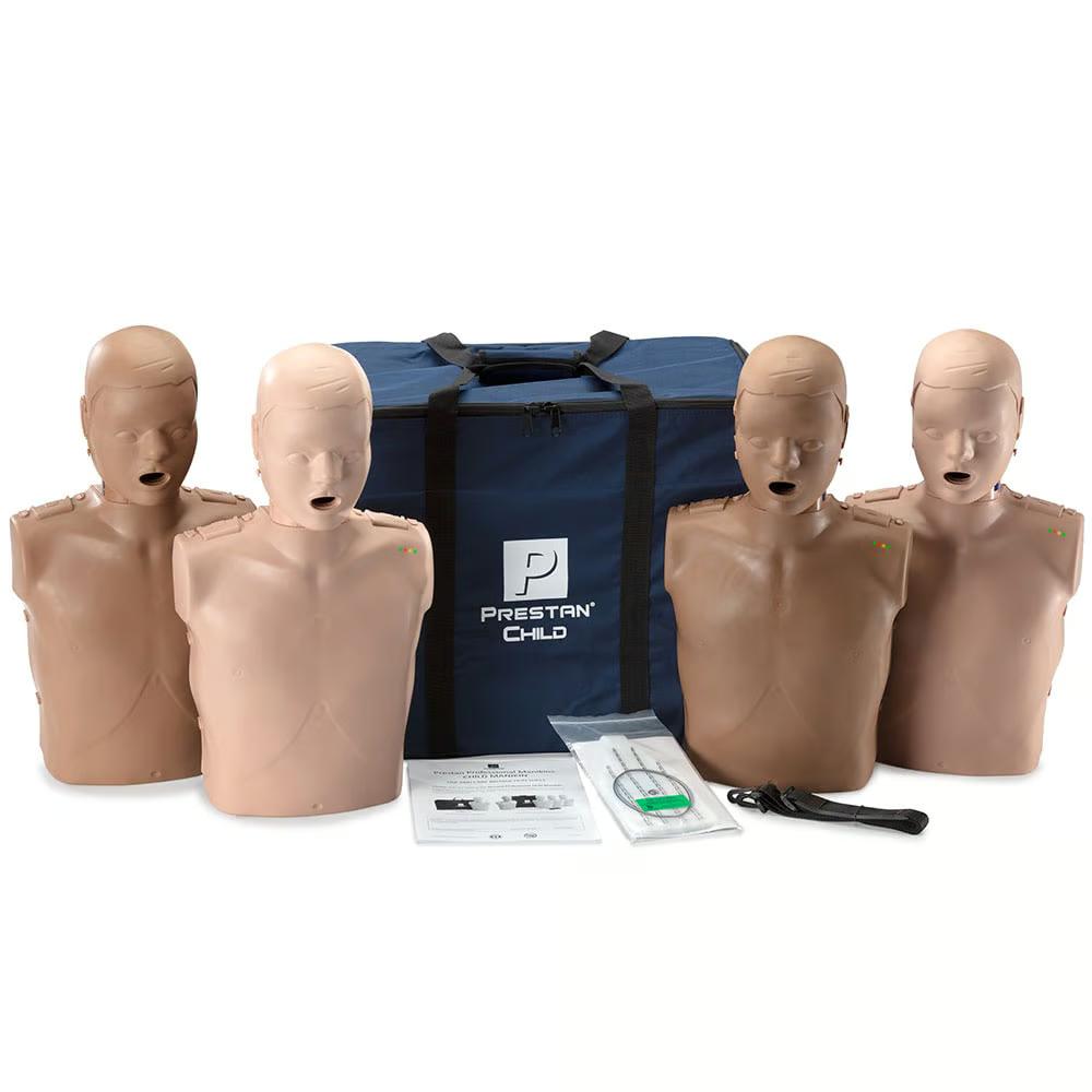 Prestan Professional Child CPR Training Manikin with Monitor, Diversity Pack of 4 (2 Medium Skin/2 Dark Skin) | CPR-PP-CM-400M-MSDS