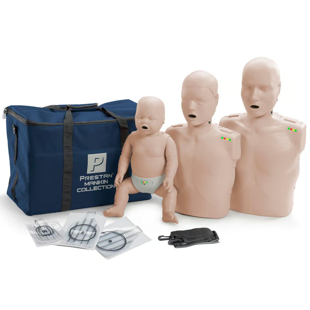 Prestan Professional Collection CPR Training Manikin with Jaw Thrust and Monitor, Medium Skin Tone | CPR-PP-FM-300M-MS