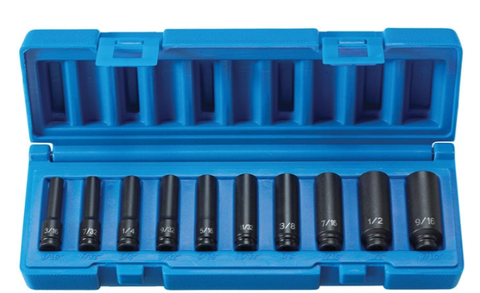Grey Pneumatic 1/4" Surface Drive 10-Piece Deep Set (9710D)