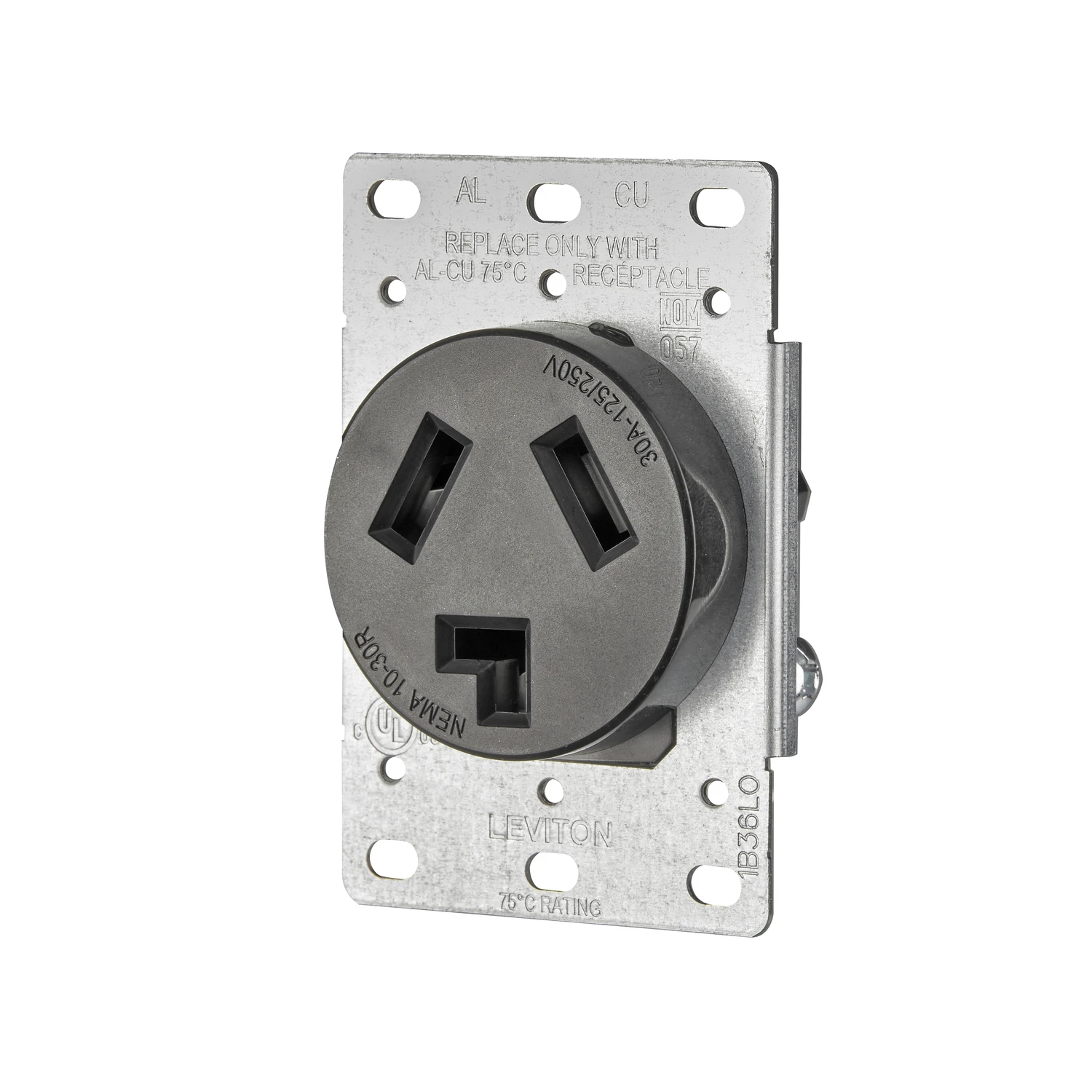 30a Flush Mount Black 10-30r 3-wire Dryer Power Outlet