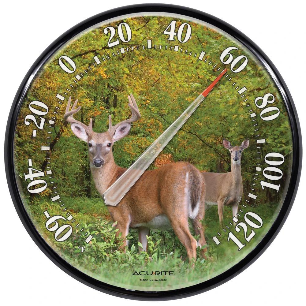 12.5 Inch Deer Analog Indoor & Outdoor Thermometer - Model 01932