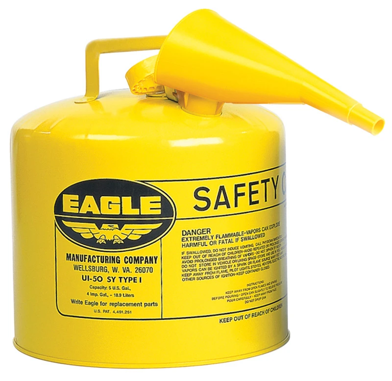5 Gallon Type I Galvanized Steel Diesel Safety Fuel Can, Yellow