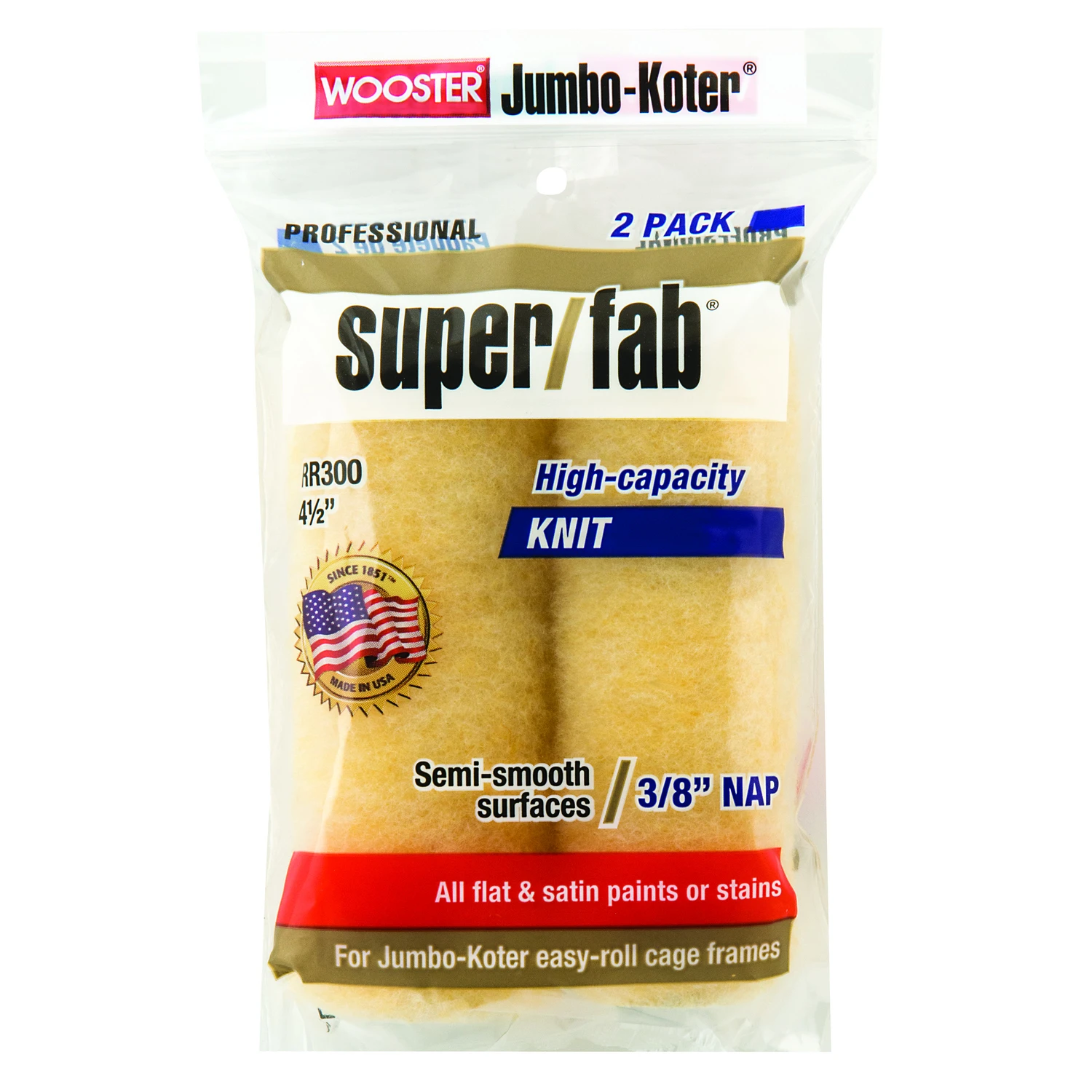 Jumbo-koter Super/fab Ftp 4-1/2 In. X 3/8 In. Knit Roller Cover (2-pack)