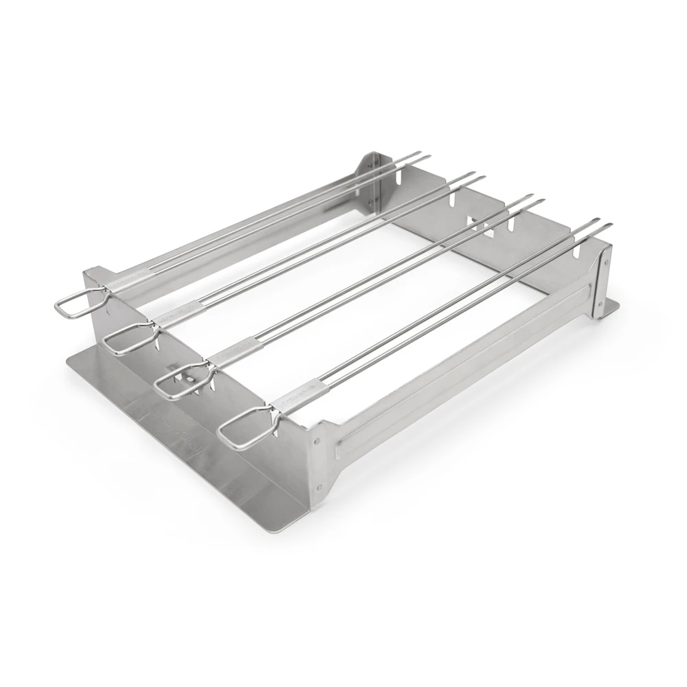 Stainless Steel Narrow Kebab Rack With 4 Dual-prong Skewers 12" X 8" X 2.15"