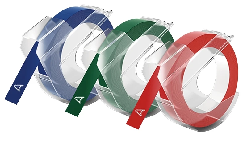Self-adhesive 3/8 In. W X 9.8 Ft. L Blue/green/red Embossing Label Maker Tape