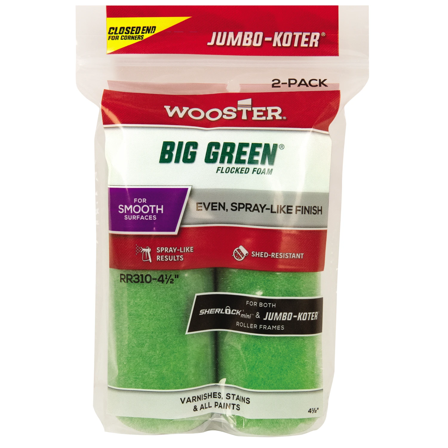 Jumbo-koter 4-1/2 In. X 3/8 In. Flocked Mini Foam Roller Cover (2-pack)