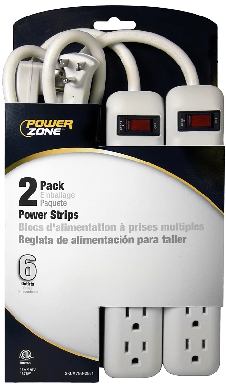 Power Zone Or7000x2 Strip 6 Outlet 18 In. Cord 2 Pack