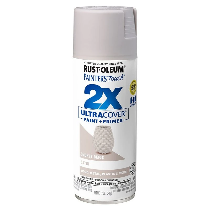 2x Ultra Cover 12 Oz. Satin Spray Paint, Smokey Beige