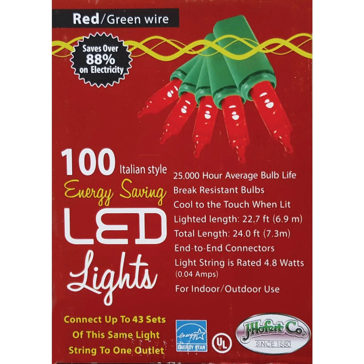 Red 100-bulb Italian Style Led Light Set - Model 2290-03