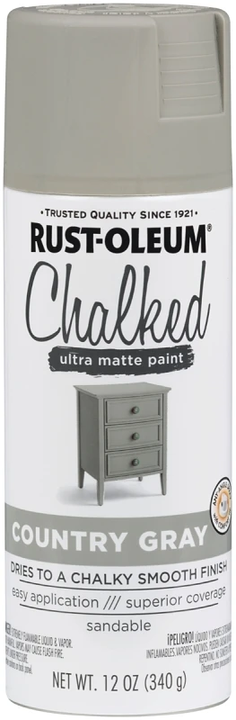 Chalked 12 Oz. Ultra Matte Spray Paint, Country Gray - Oil-based Acrylic