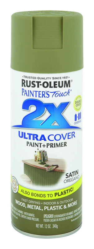 2x Ultra Cover Satin Spray Paint - Oregano, 12 Oz