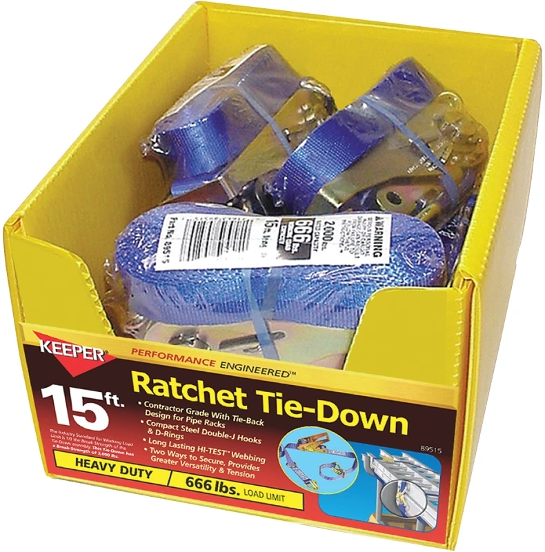 1 In. W X 15 Ft. L Gray Tie Down Strap 666 Lb. 1 Pk