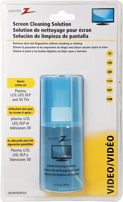 Zenith Cs1001scrclr Screen Cleaning Solution With Micro Fiber Cloth - 6.7 Fl Oz