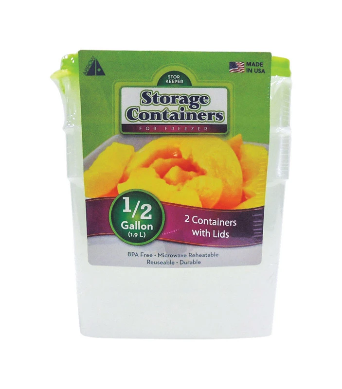 Stor Keeper 1/2 Gal. Clear Square Freezer Food Storage Container With Lids (2-pack)