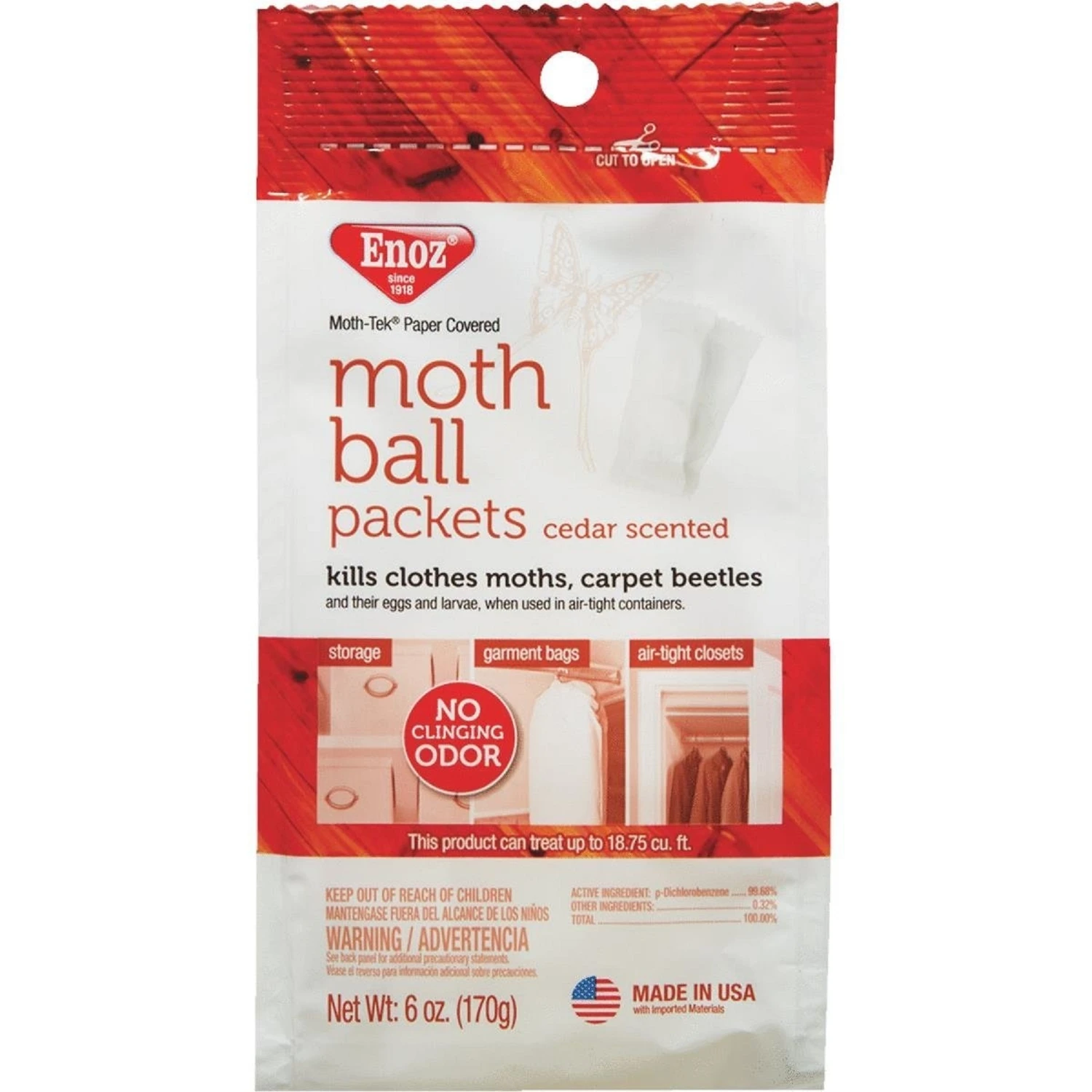 Moth-tek Cedar Scent Moth Ball Packets, 6 Oz.