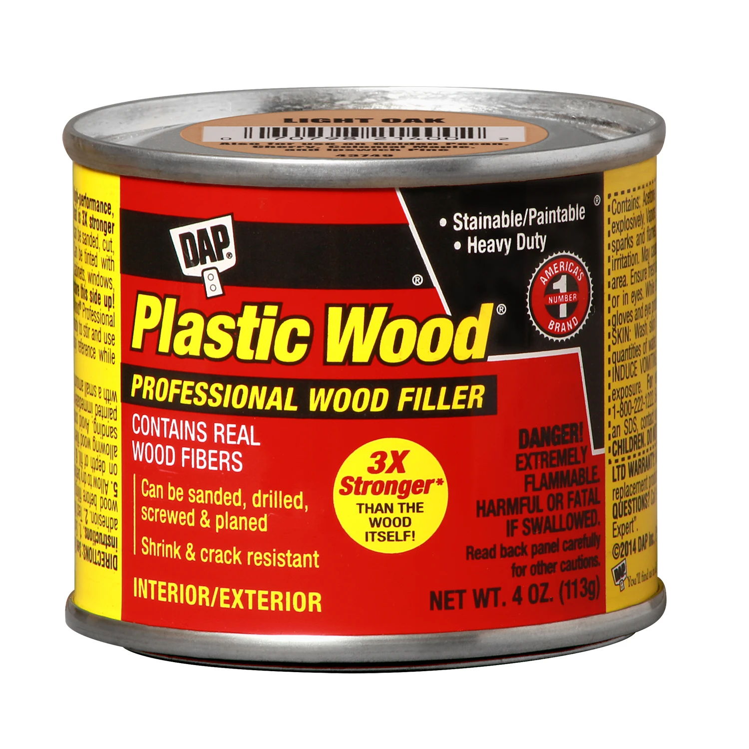 Plastic Wood Cellulose Fibre Wood Filler, Light Oak, 4-oz.