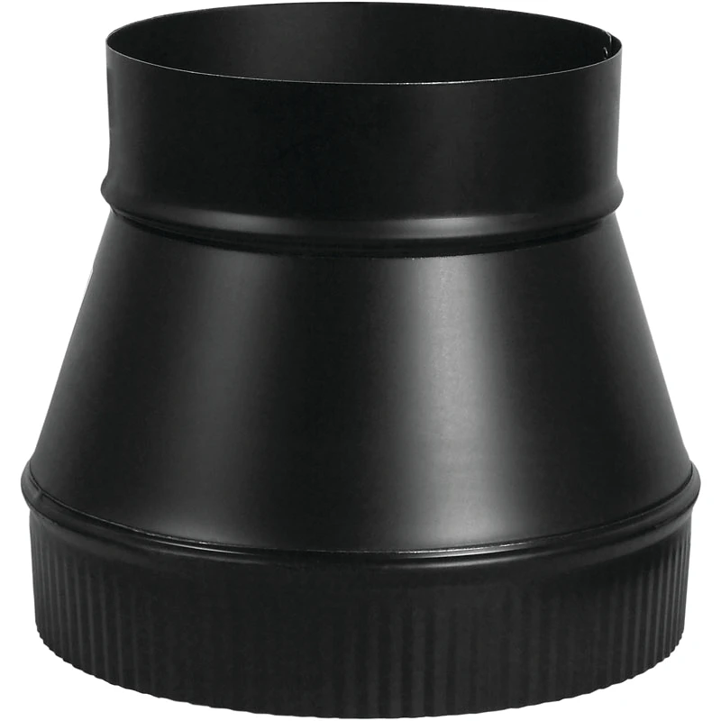 Black Stove Pipe Flue Increaser, 24 Gauge, 5 X 6 In.