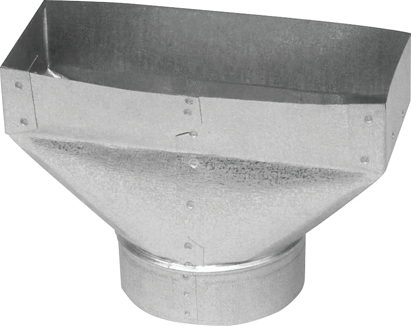 Hvac Register Boot, Straight Back, Galvanized, 2-1/4 X 12 To 6 In.