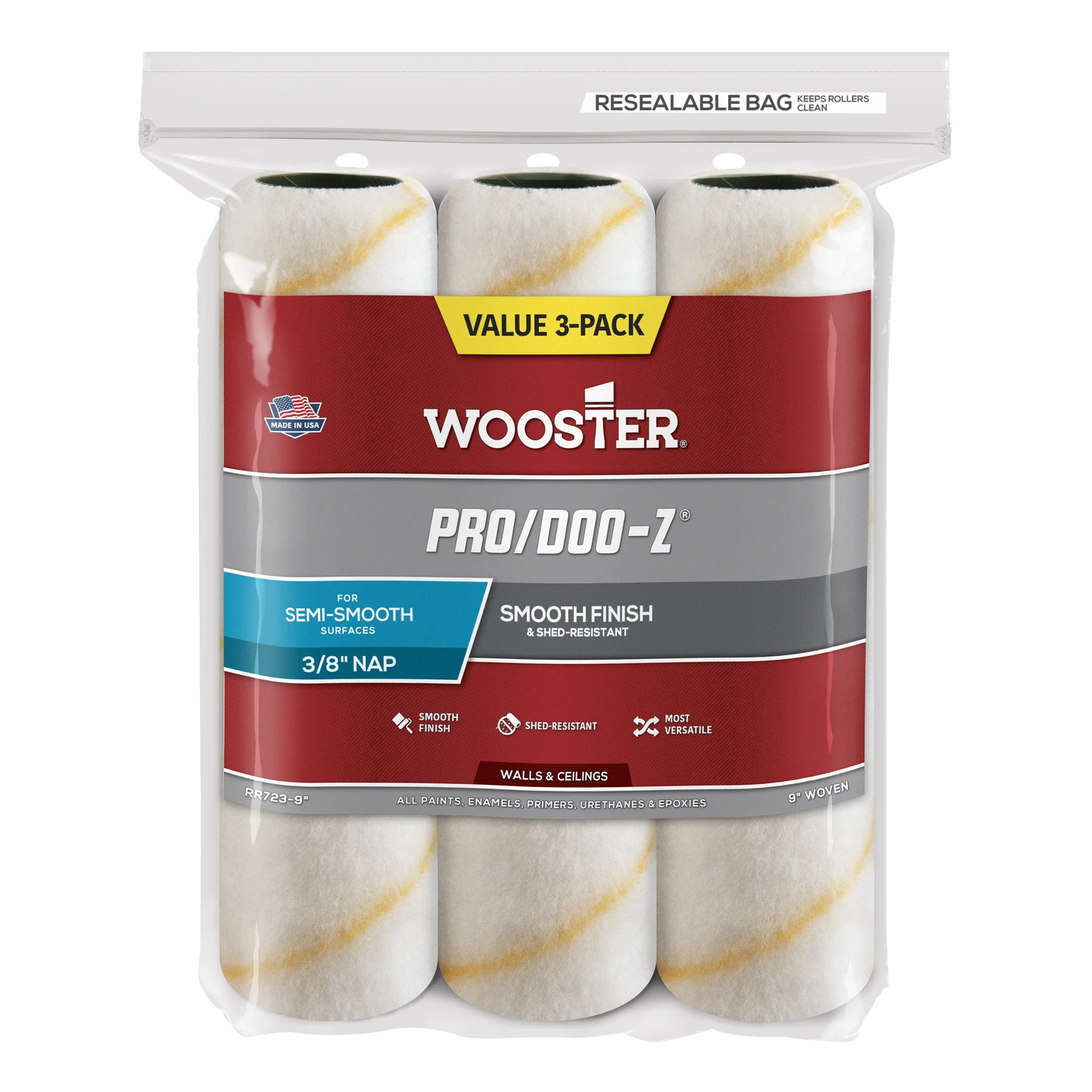 Pro/doo-z Ftp 9 In. X 3/8 In. Woven Fabric Roller Cover (3-pack)
