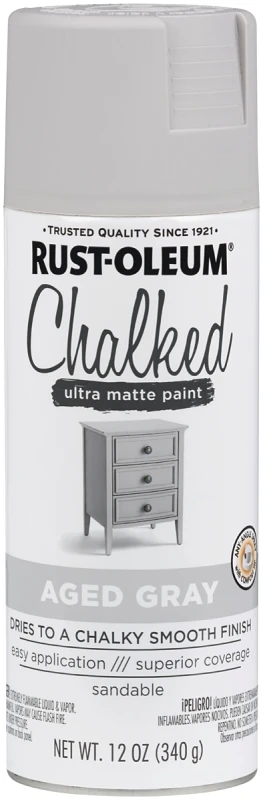 Chalked 12 Oz. Ultra Matte Spray Paint, Aged Gray - Oil-based Acrylic