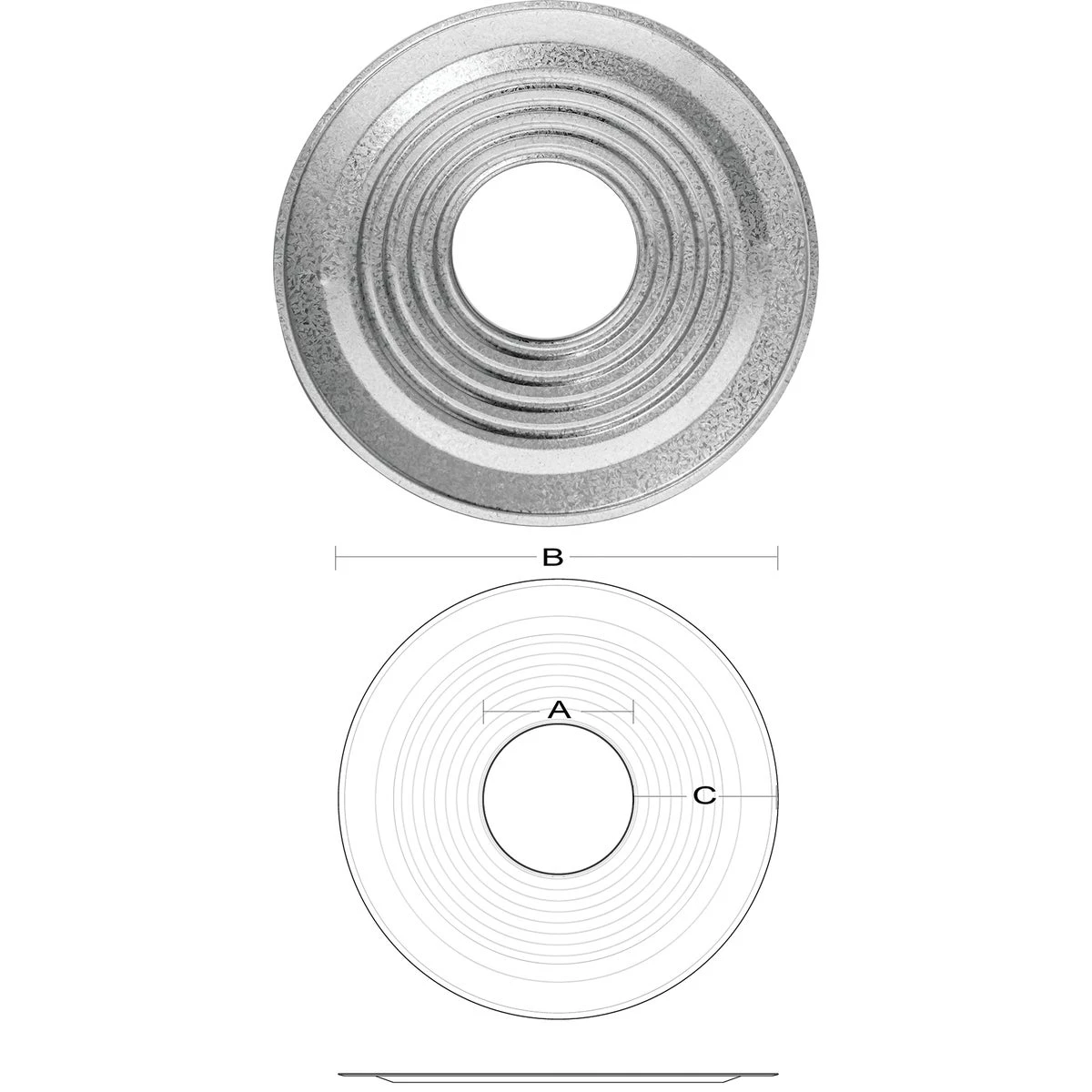 Gas Vent Pipe Collar, Galvanized, Type B, 3-in.