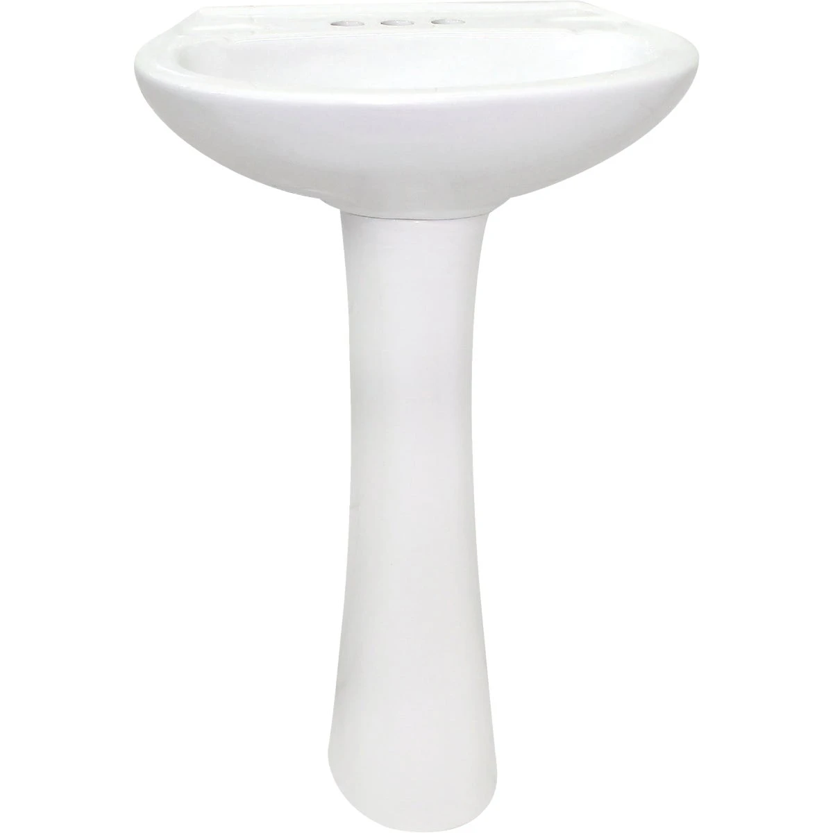 White Vitreous China Pedestal Sink With 4 In. Centers, 21.63 In. W X 16.88 In. D
