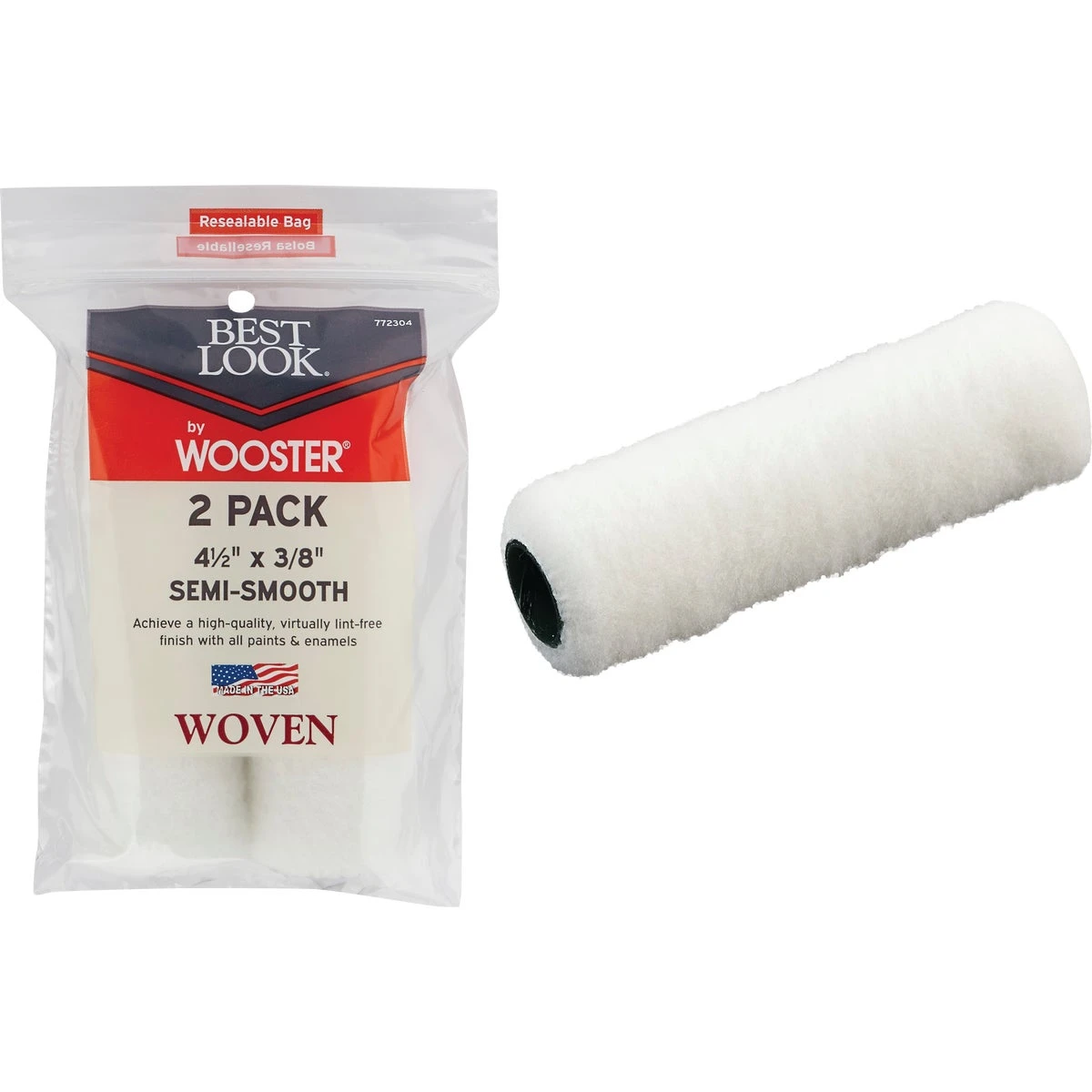 Best Look By Wooster 4-1/2 In. X 3/8 In. Mini Woven Fabric Roller Cover (2-pack)