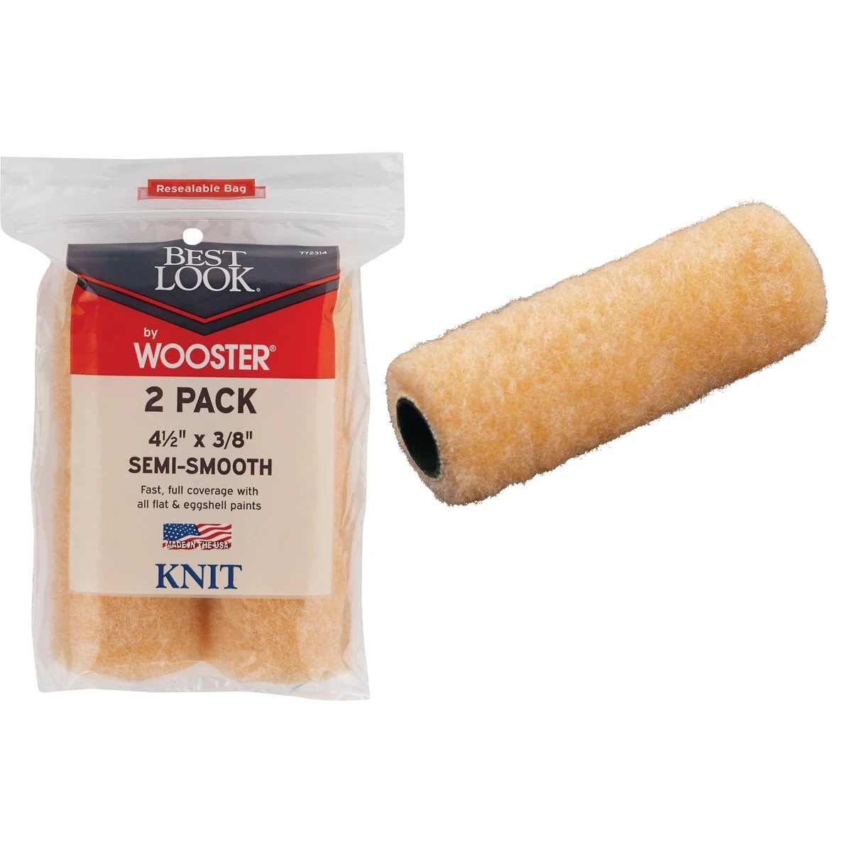 Best Look By Wooster 4-1/2 In. X 3/8 In. Mini Knit Fabric Roller Cover (2-pack)