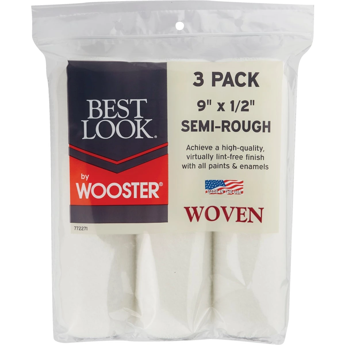 Best Look By Wooster 9 In. X 1/2 In. Premium Woven Fabric Roller Cover (3-pack)